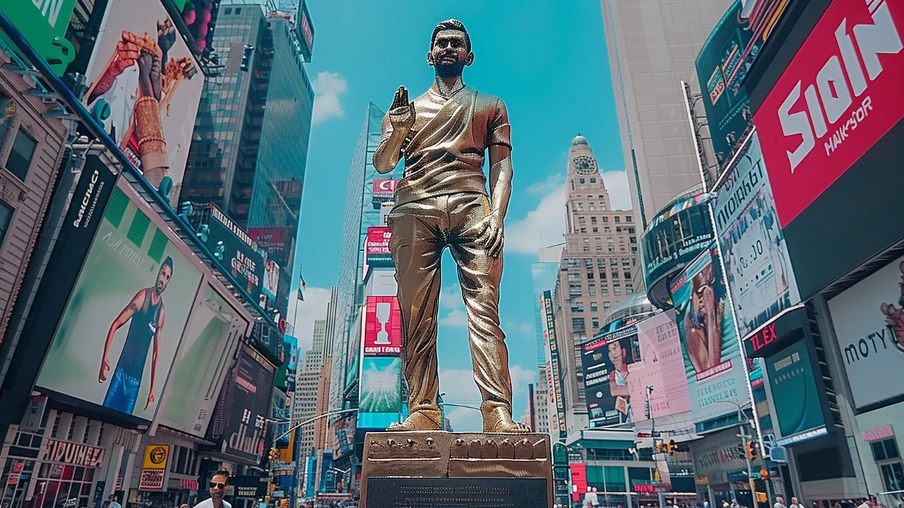 विराट कोहली की प्रतिमा का टाइम्स स्क्वायर में अनावरण: न्यूयॉर्क मना रहा भारतीय क्रिकेट लीजेंड का जश्न